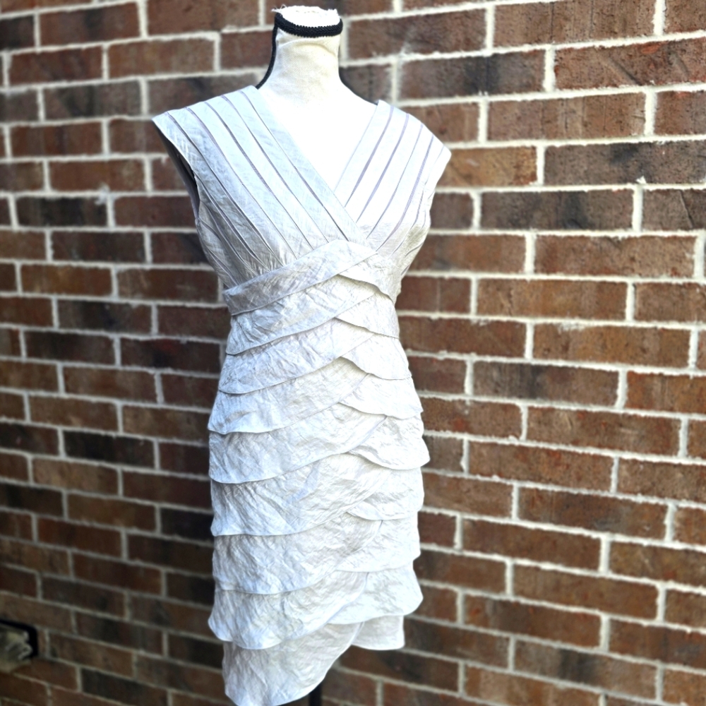 Adrianna Papell Cream Layered Midi Dress